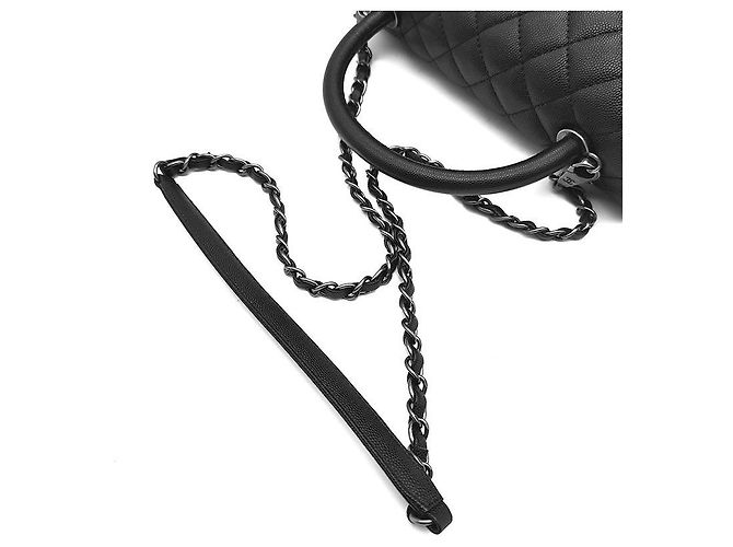 Chanel Caviar Coco Handle 28 Nero in Pelle - vista 6