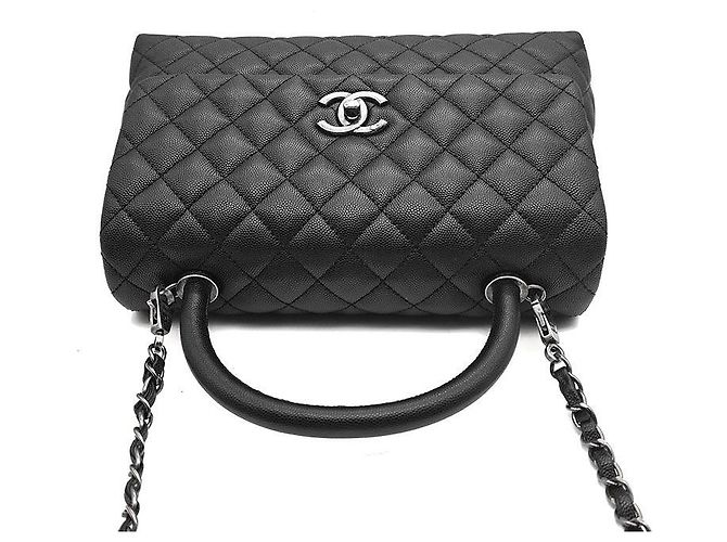 Chanel Caviar Coco Handle 28 Nero in Pelle - vista 7