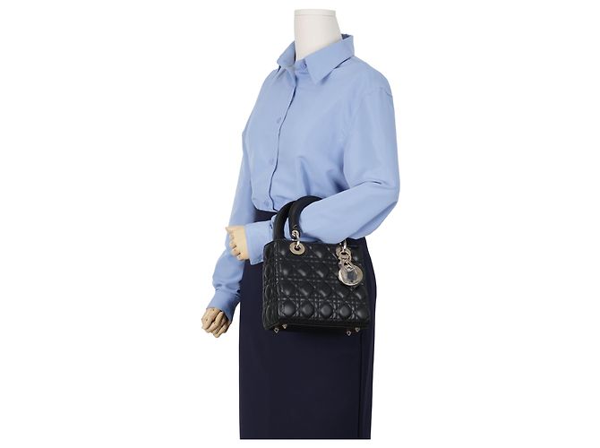 Dior Lady MY ABC Small Cannage Lammleder Tote Bag Schwarz - Ansicht 12