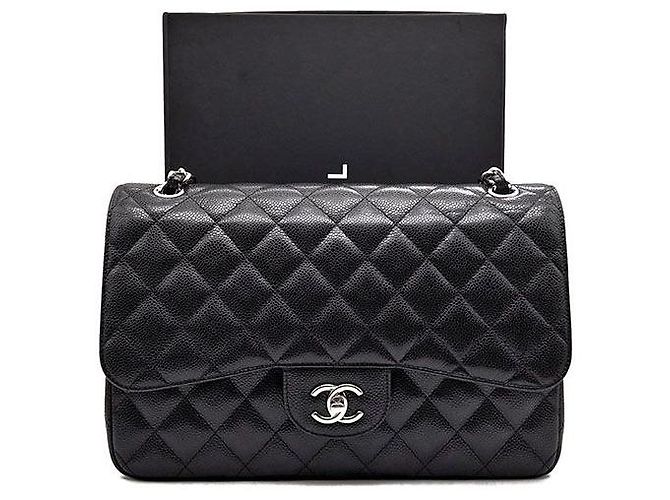 Chanel Caviar Classic Jumbo Borsa in pelle nera Nero - vista 8