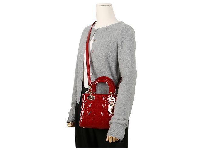 Dior Lady Small Patent Cannage Tote Bag Rot - Ansicht 10