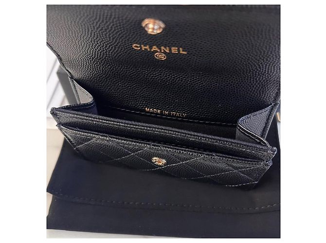 Chanel Flap Grained Shiny Caviar Wallet Black - view 5