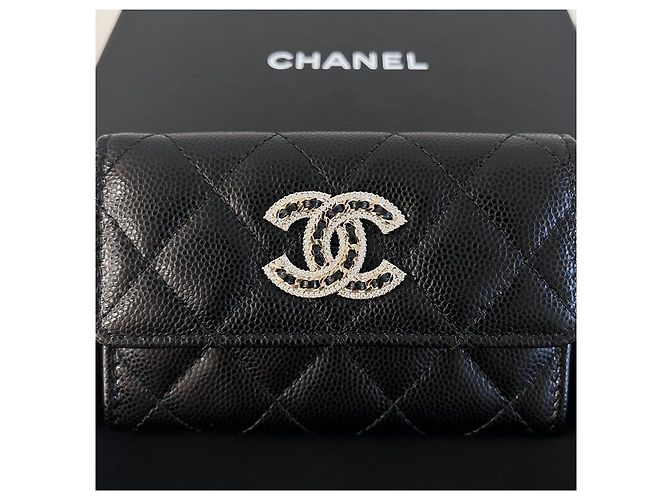 Chanel Flap Grained Shiny Caviar Wallet Black - view 7