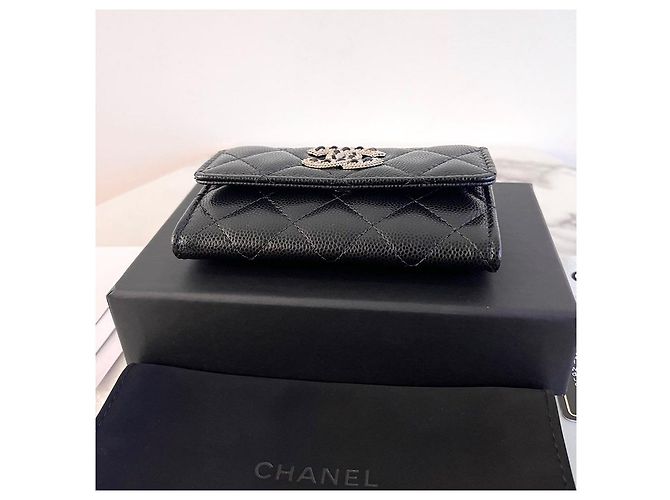 Chanel Flap Grained Shiny Caviar Wallet Black - view 9