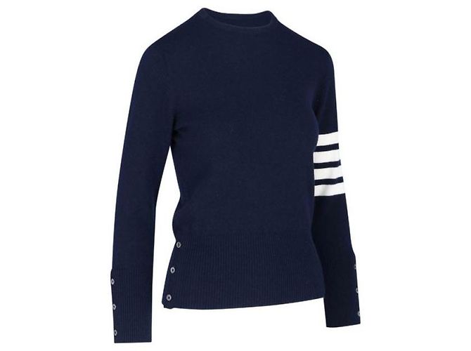 Thom Browne Klassischer Kaschmir-Strickpullover Blau - Ansicht 4