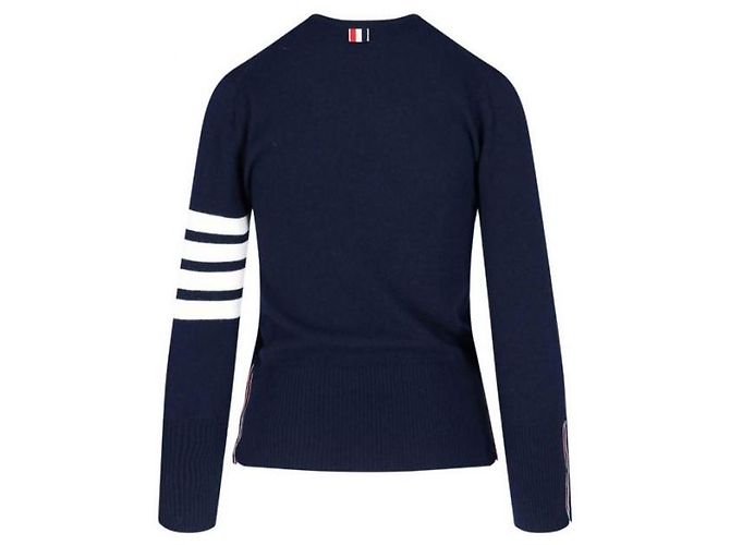 Thom Browne Klassischer Kaschmir-Strickpullover Blau - Ansicht 5