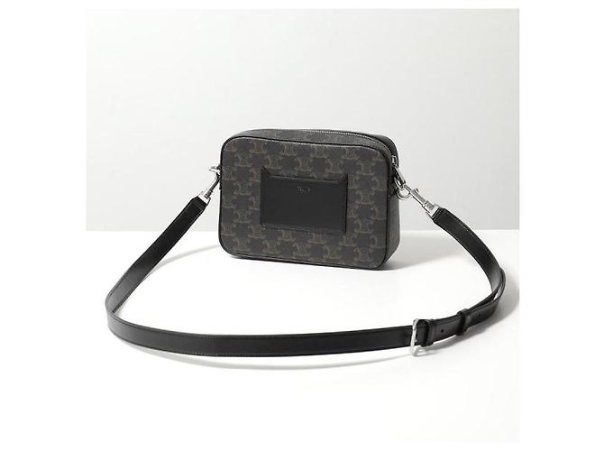 Céline Picca borsa a tracolla in tela Triomphe e vitello Nero - vista 4