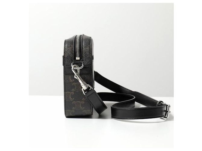 Céline Picca borsa a tracolla in tela Triomphe e vitello Nero - vista 5
