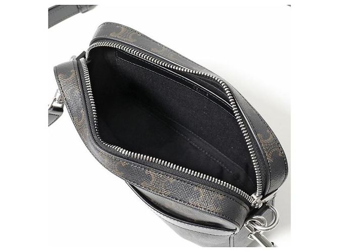 Céline Picca borsa a tracolla in tela Triomphe e vitello Nero - vista 6