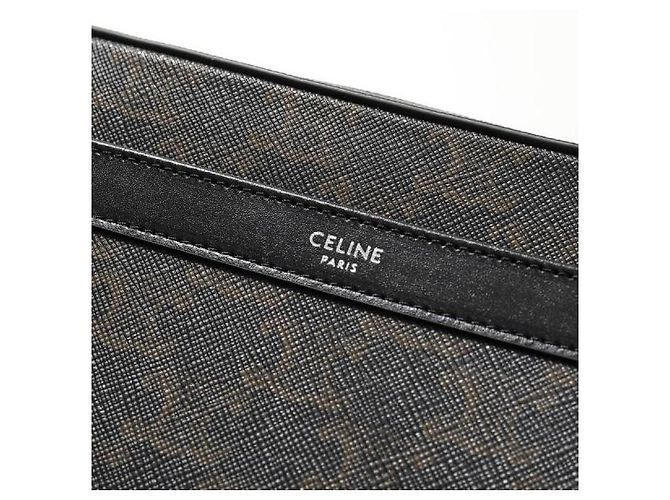 Céline Picca borsa a tracolla in tela Triomphe e vitello Nero - vista 9