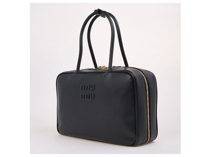 Miu Miu Borsa Tote Grande in Pelle con Fiocco da Donna (MON) Nero - vista 2