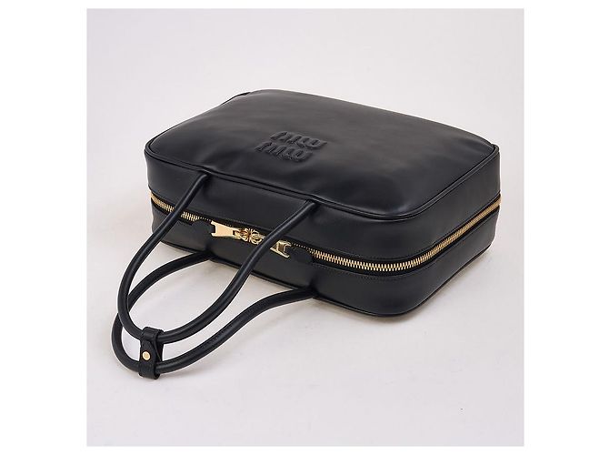 Miu Miu Borsa Tote Grande in Pelle con Fiocco da Donna (MON) Nero - vista 4