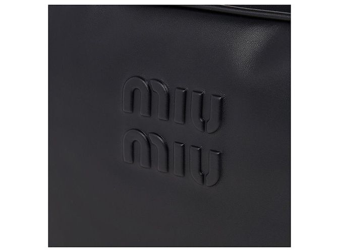 Miu Miu Borsa Tote Grande in Pelle con Fiocco da Donna (MON) Nero - vista 6