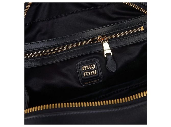 Miu Miu Borsa Tote Grande in Pelle con Fiocco da Donna (MON) Nero - vista 9