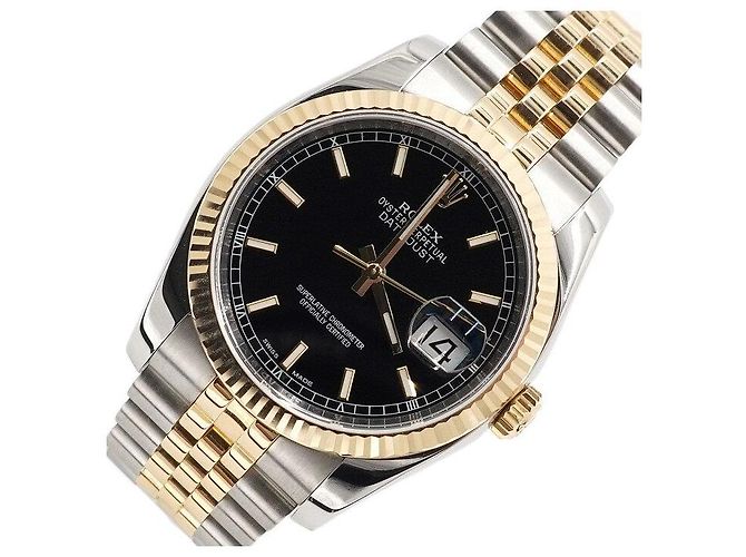 Rolex Orologio da uomo Datejust Gold Combo Quadrante Nero - vista 2