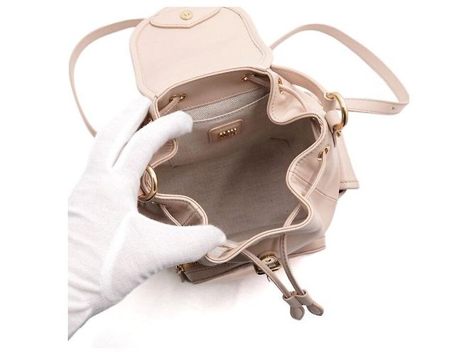 Miu Miu Beige Leder Multi-Pocket Damen Tote Bag und Rucksack Medium Size Braun - Ansicht 6