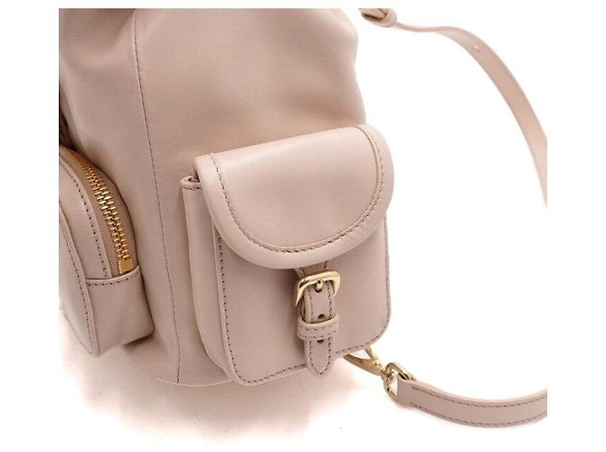 Miu Miu Beige Leder Multi-Pocket Damen Tote Bag und Rucksack Medium Size Braun - Ansicht 8
