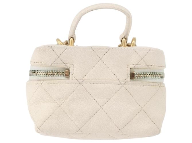 Chanel Top Handle Zip Around Vanity Case with Chain Quilted Caviar Mini Bianco - vista 2
