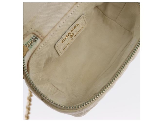 Chanel Top Handle Zip Around Vanity Case with Chain Quilted Caviar Mini Bianco - vista 5