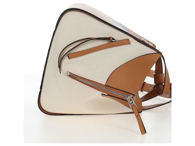 Loewe Ken Price Hammock in pelle stampata e canvas Small Beige - vista 4