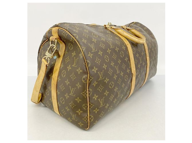Borsa Louis Vuitton Boston Monogram Keepall Bandoulière 55 Marrone - vista 2