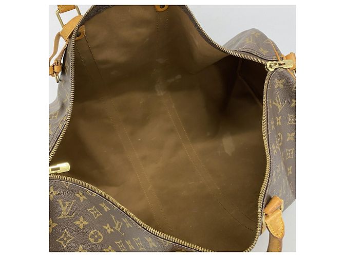 Borsa Louis Vuitton Boston Monogram Keepall Bandoulière 55 Marrone - vista 4