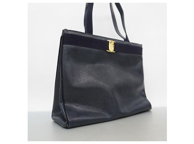 Salvatore Ferragamo Vara Leder-Tote-Bag Marineblau - Ansicht 2