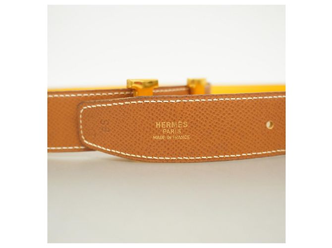 Hermès Hermes Constance Gürtel aus Courchevel-Leder Golden Gelb - Ansicht 2
