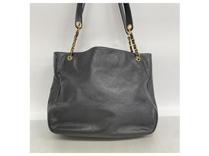 Borsa Tote Chanel in pelle di vitello martellata nera Nero - vista 10