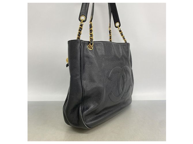 Borsa Tote Chanel in pelle di vitello martellata nera Nero - vista 2