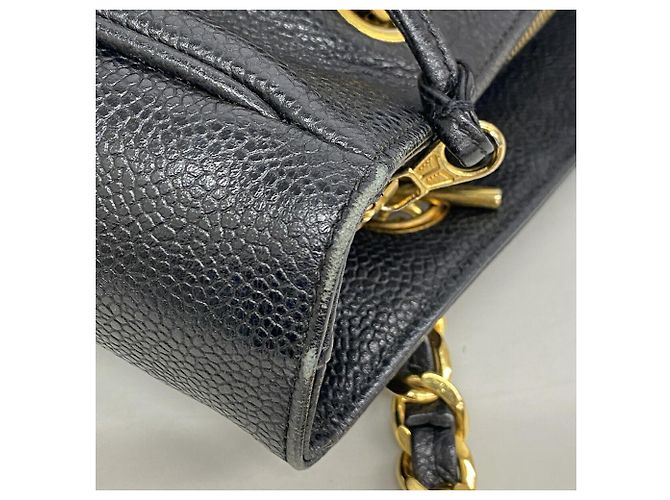 Borsa Tote Chanel in pelle di vitello martellata nera Nero - vista 7