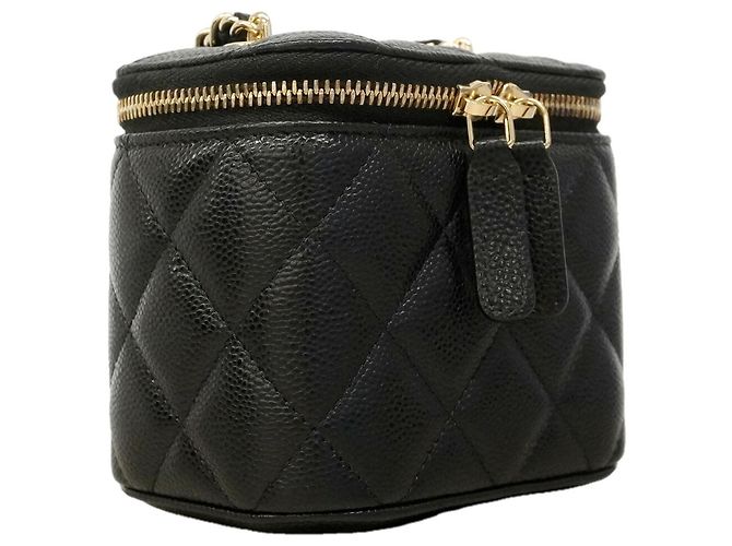 Borsa Vanity Chanel in pelle di vitello granulata nera Nero - vista 2