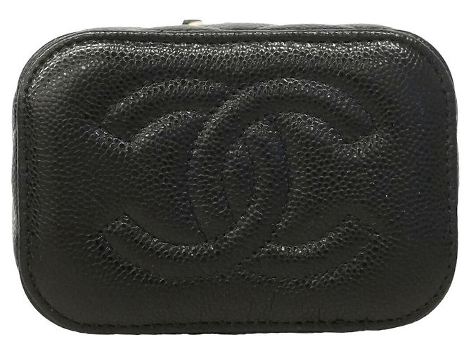 Borsa Vanity Chanel in pelle di vitello granulata nera Nero - vista 3