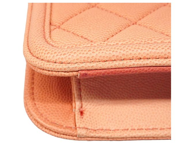 Borsa a tracolla Chanel Matelassé in pelle caviar rosa - vista 10