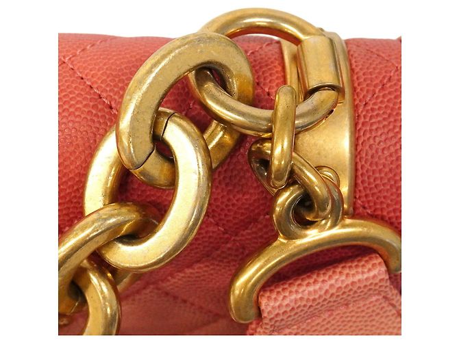 Borsa a tracolla Chanel Matelassé in pelle caviar rosa - vista 7