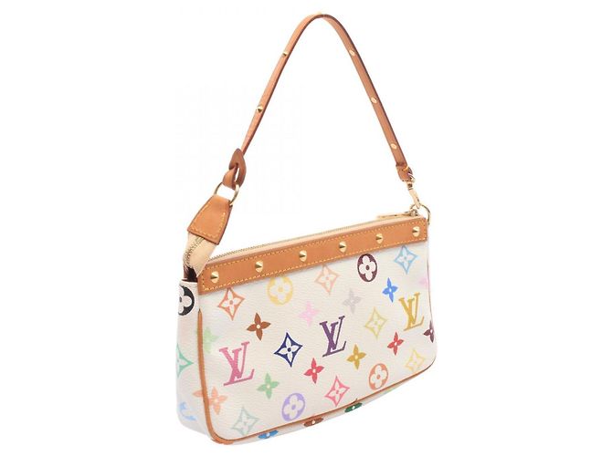 Louis Vuitton Pochette Accessoires Monogram Multicolor Blanc Handbag Bianco - vista 2