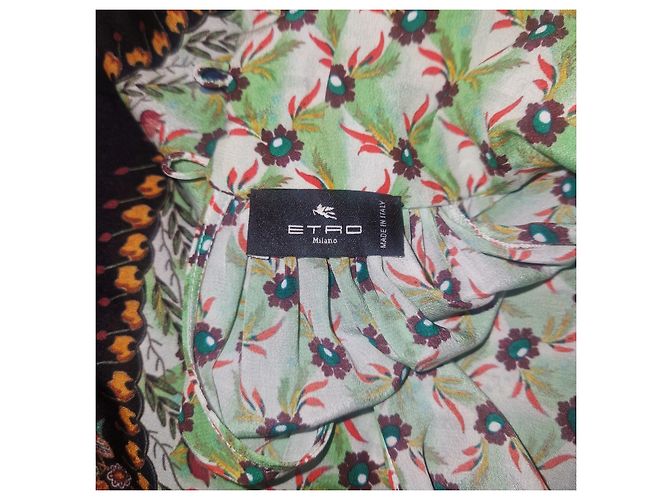 Etro Pre Fall 2023 Top FR40 Oversized Silk crepe green print Top Blouse UK12 US8 Multicolor - vista 3