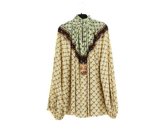 Etro Pre Fall 2023 Top FR40 Oversized Silk crepe green print Top Blouse UK12 US8 Multicolor - vista 4