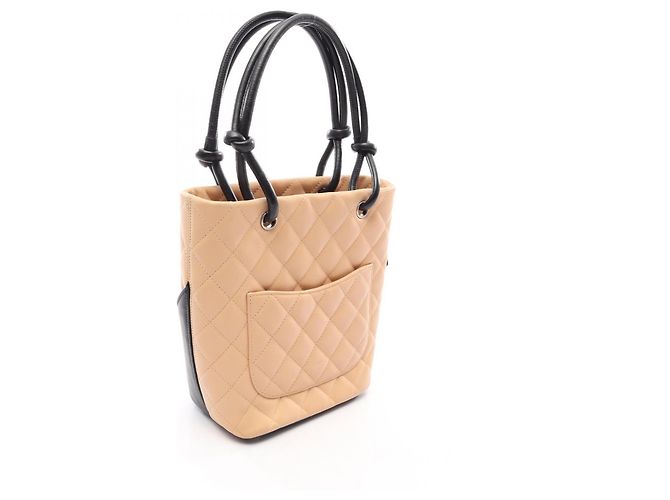 Borsa Tote Piccola Chanel Cambon Line Nero Beige - vista 2