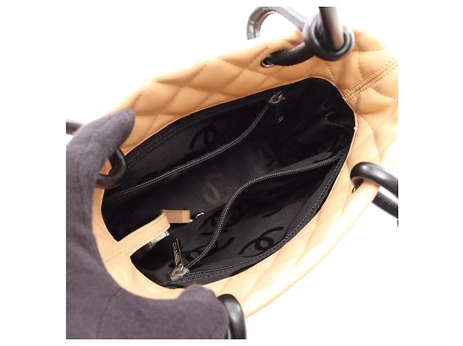 Borsa Tote Piccola Chanel Cambon Line Nero Beige - vista 3