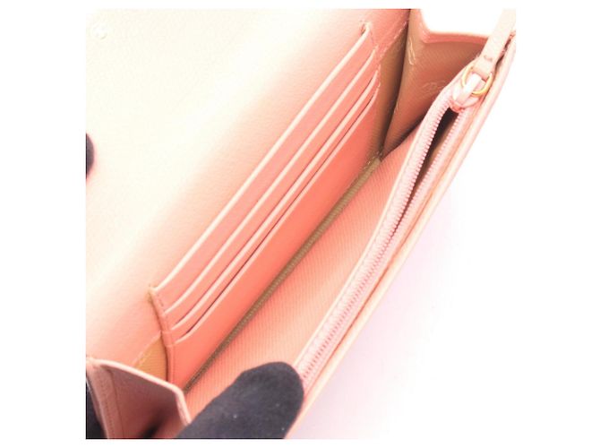 Timeless Cartera bi-fold de piel rosa Chanel Coco Button - vista 3