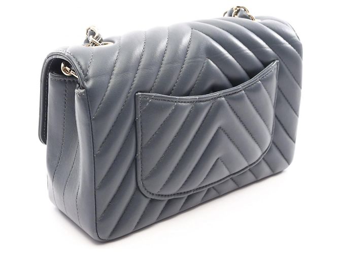 Borsa a tracolla Mini Chanel Chevron V-Stitch Blu - vista 2
