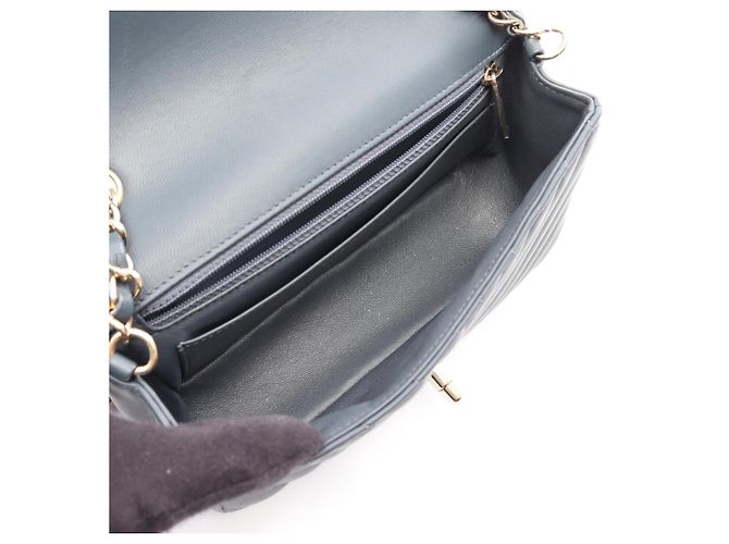 Borsa a tracolla Mini Chanel Chevron V-Stitch Blu - vista 3