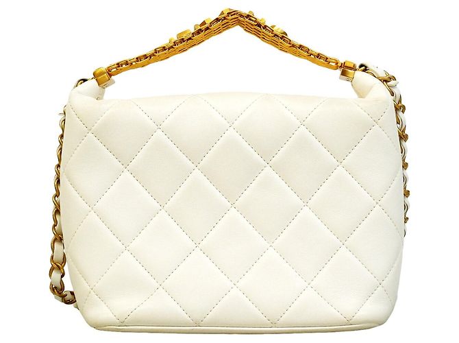 Borsa hobo Chanel Matelassé con catena Bianco - vista 15