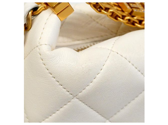 Borsa hobo Chanel Matelassé con catena Bianco - vista 7