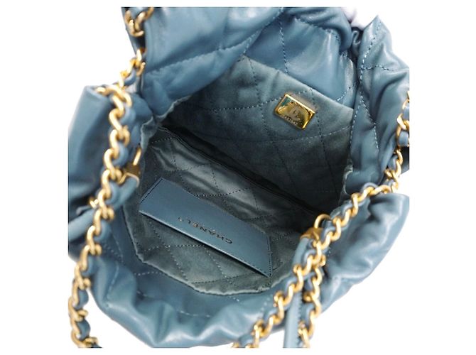 Borsa a tracolla Chanel in vitello blu - vista 4