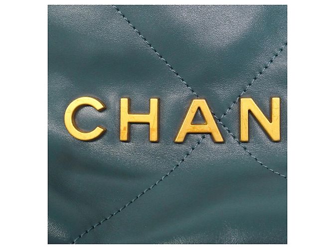 Borsa a tracolla Chanel in vitello blu - vista 8