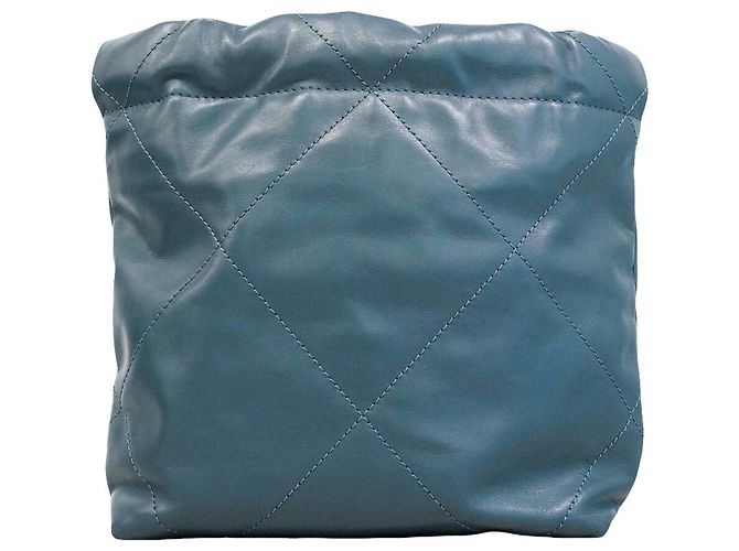 Borsa a tracolla Chanel in vitello blu - vista 9