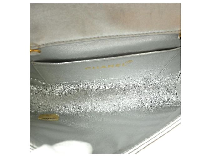 Chanel Vintage Crystal CC Flap Chevron Leather Small Argento - vista 3