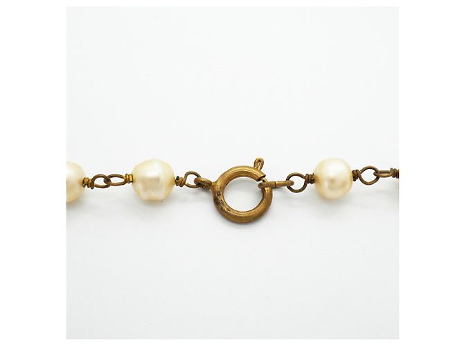 Collana Chanel placcata oro con perla sintetica D'oro - vista 4